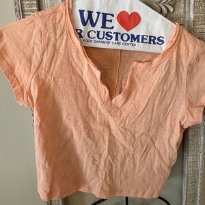 Double Zero Light Orange V-Neck Crop Top